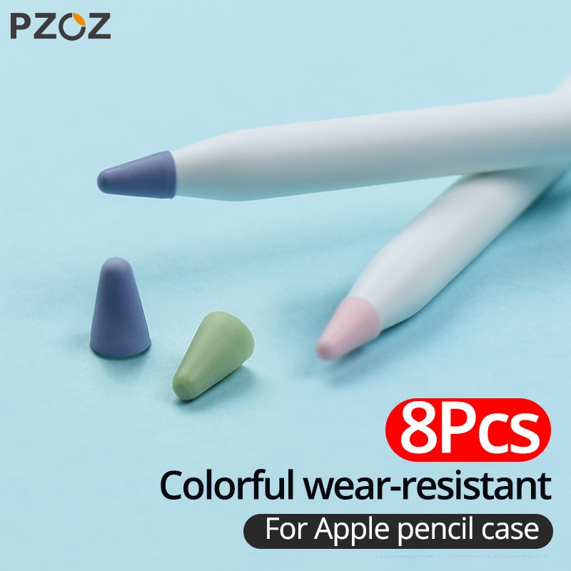 PZOZ 8 pcs for Apple Pencil 1 2 Tablet stylus Touch Pen nib case Soft silicone Protective case for apple Pen case touch cover