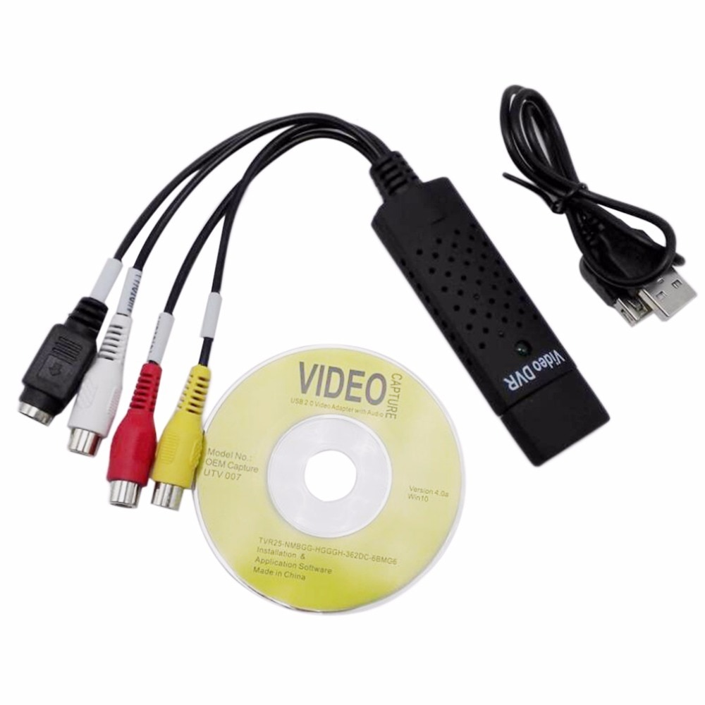 Portable USB Video Capture Device USB 2.0 Easy to Cap Video TV DVD VHS DVR Capture Adapter Easier Cap support Win7/8/10/XP/Vista