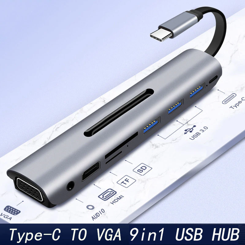 Docking Station with Type C Plug HDMI VGA USB Power Delivery Hub for Laptop Macbook Pro HP DELL Surface Lenovo Samsung Dock