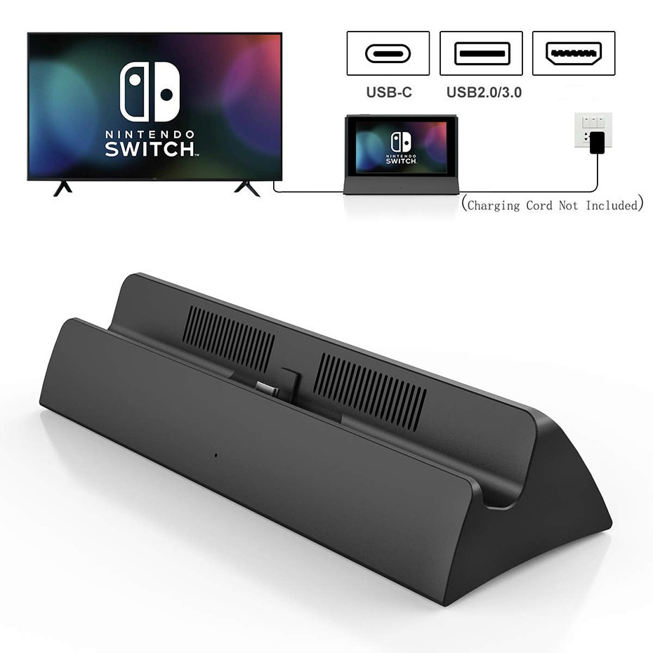 Vogek Portable Dock Station for Nintendo Switch with Type C to HDMI-compatible TV Adapter USB 3.0 2.0 Charging Docking Charger