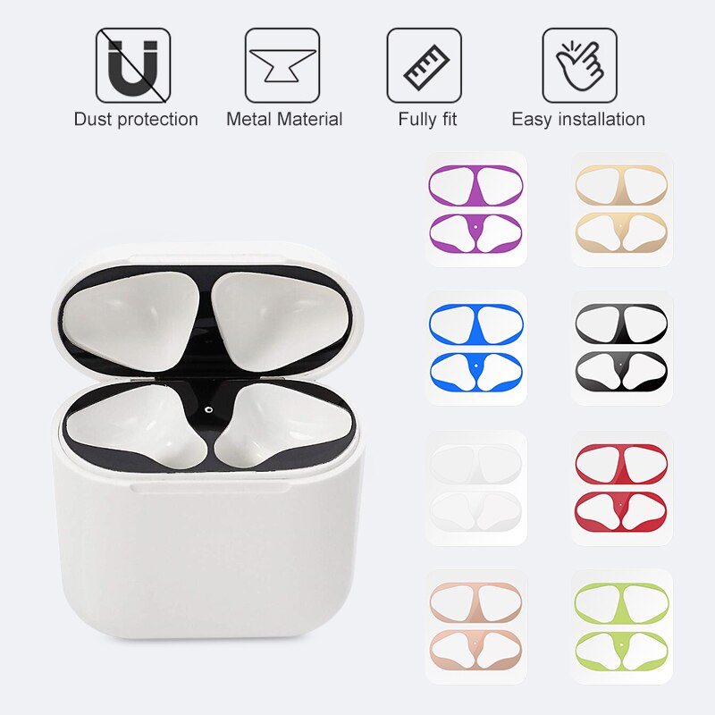 Metal Dust Guard Sticker for Airpods 1 2 Skin Protective Sticker for Apple AirPods Pro 3 2 Earphone Charging Box Case Cover Skin