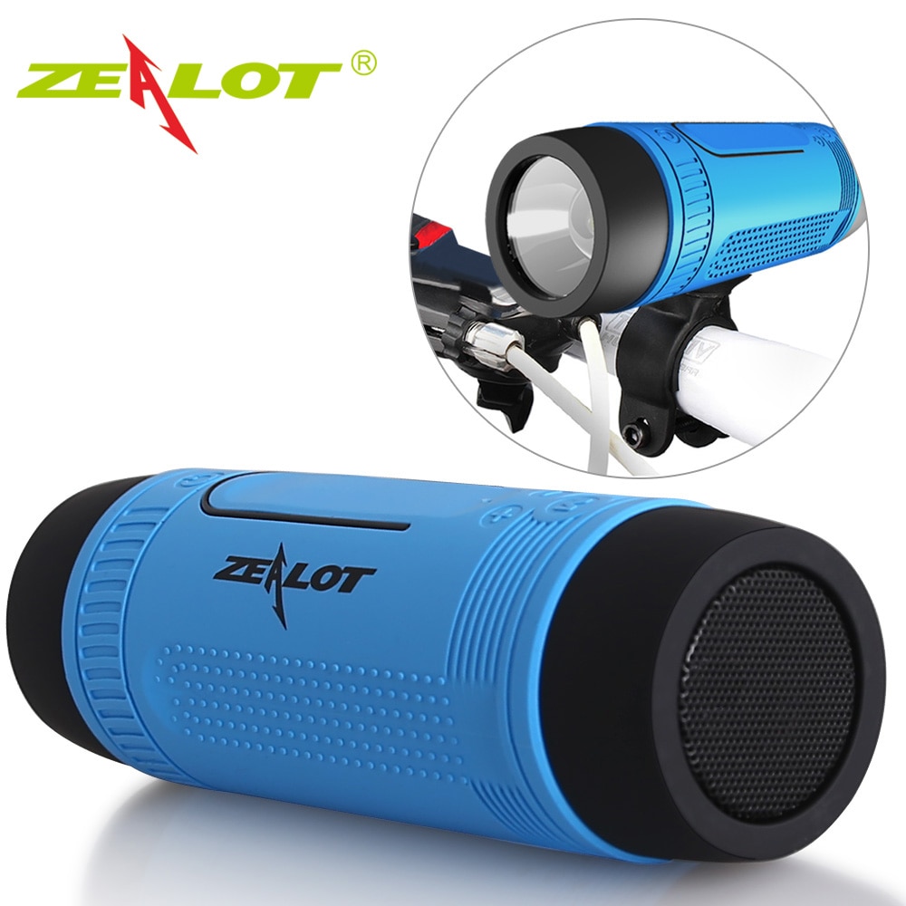 Zealot S1 Bluetooth Speaker Outdoor Bicycle Portable Subwoofer Bass Wireless Column FM radio Power Bank+Flashlight+Bike Mount