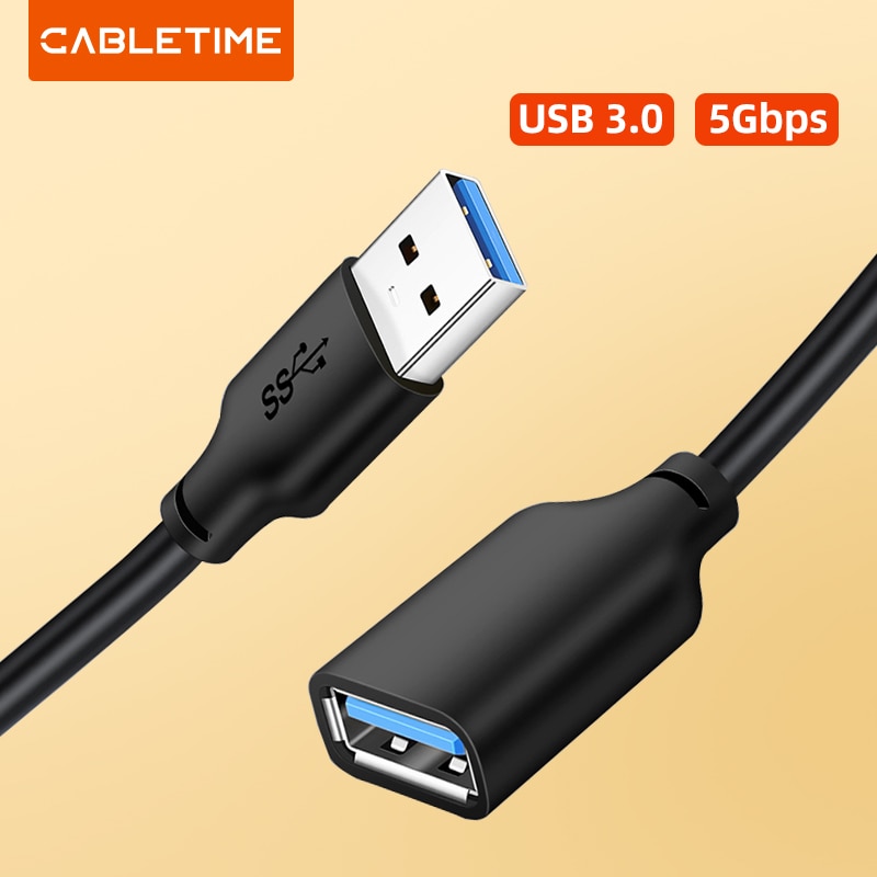 CABLETIME USB Extension Cable USB 3.0 to USB M/F Cable 5Gbps for TV Smart PS4 X box SSD USB Extender Data Cord C267