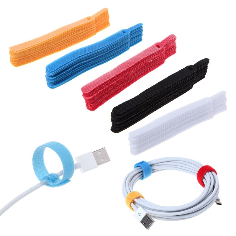 Multi-Color Length 14.5 Cm 20 Fasten Reusable Cable Organizer Earphone Mouse Tie Cable Management Wire Winder