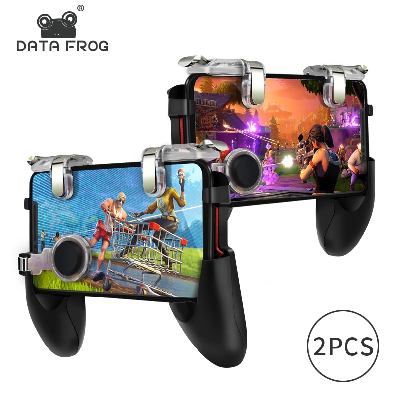 DATA FROG 2 Pack Mobile Controller Trigger Game Fire Button Phone Joystick For PUBG For IPhone 7 8 Plus X For Xiaomi Android