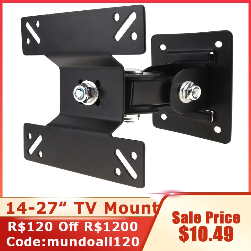Universal 15KG Adjustable TV Wall Mount Bracket Flat Panel TV Frame 180 Degree Rotation Wrench for 14 - 27 Inch LCD LED Monitor