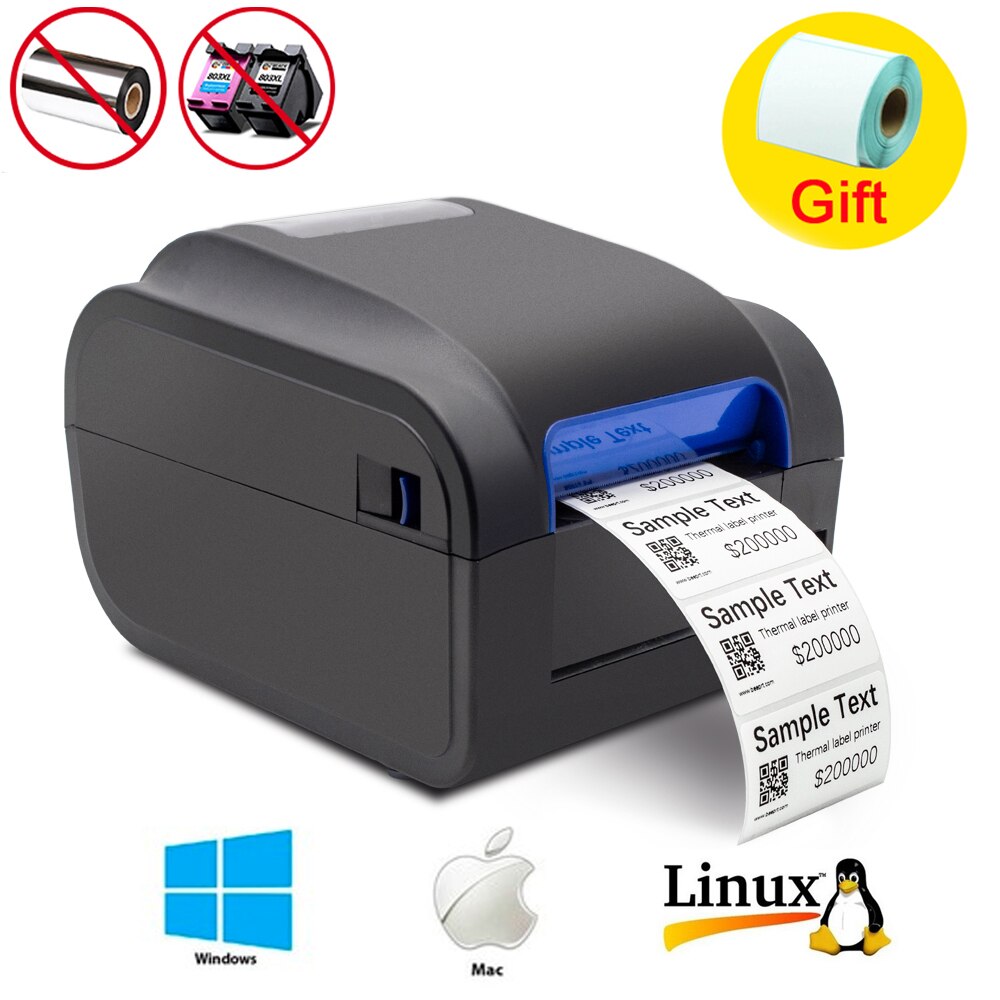 2 In 1 Label Barcode Printer Thermal Receipt Printer Bar Code QR Code Adhesive Sticker Paper Support Mobile Android iOS Phone