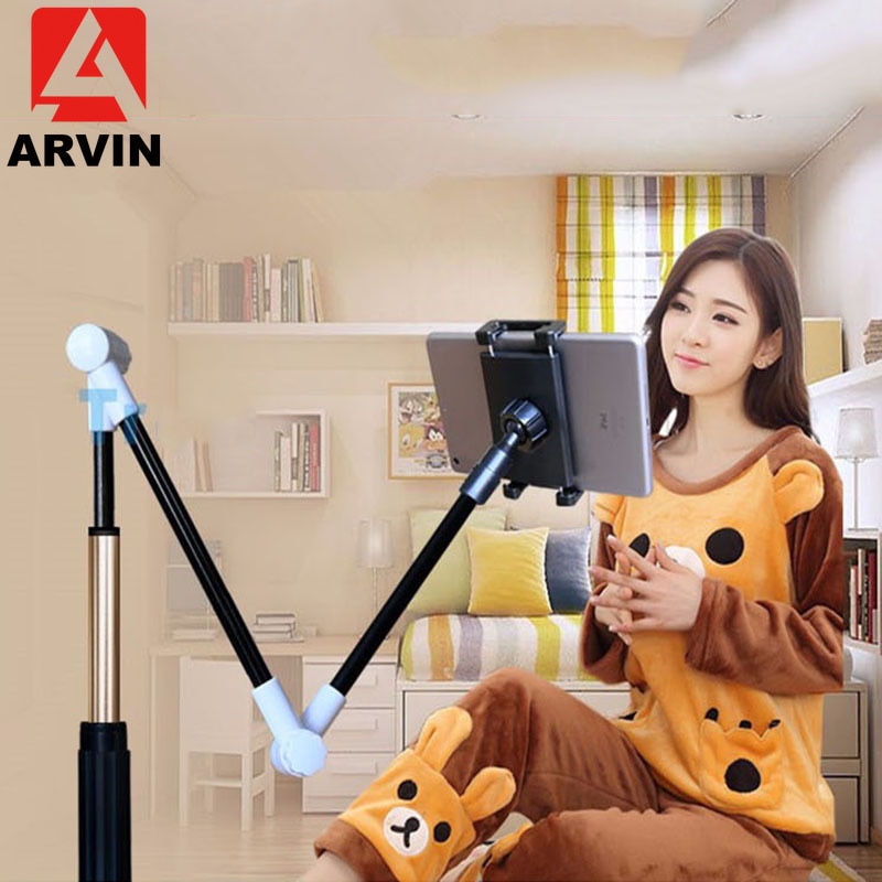 Arvin Folding Long Arm Tablet Holder Stand For IPad 4-14 Inch 360 Rotation Strong Lazy Bed Tablet Mount Bracket For IPhone X XS