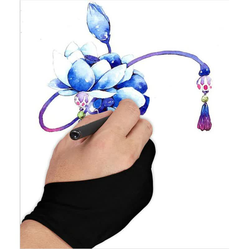 wholesale Black 2 finger artist glove anti-fouling for drawing painting digital tablet writing glove for Art Students