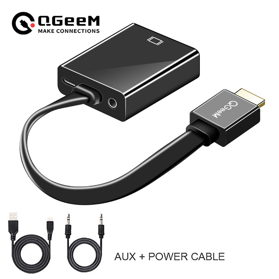 QGeeM HDMI Cable Compatible to VGA adapter Digital Video Audio Converter 1080p for Xbox 360 PS3 PS4 PC Laptop TV Box Projector