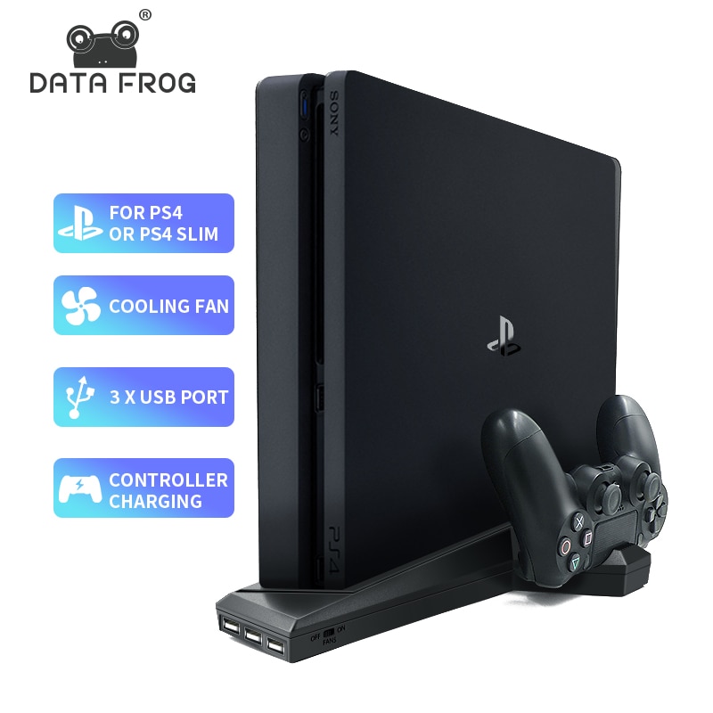 Cooling Fan Joystick Charge For PS4 PS4 Slim Pro Game Vertical Stand With Dual Controller Charger Station For Sony Playstation 4