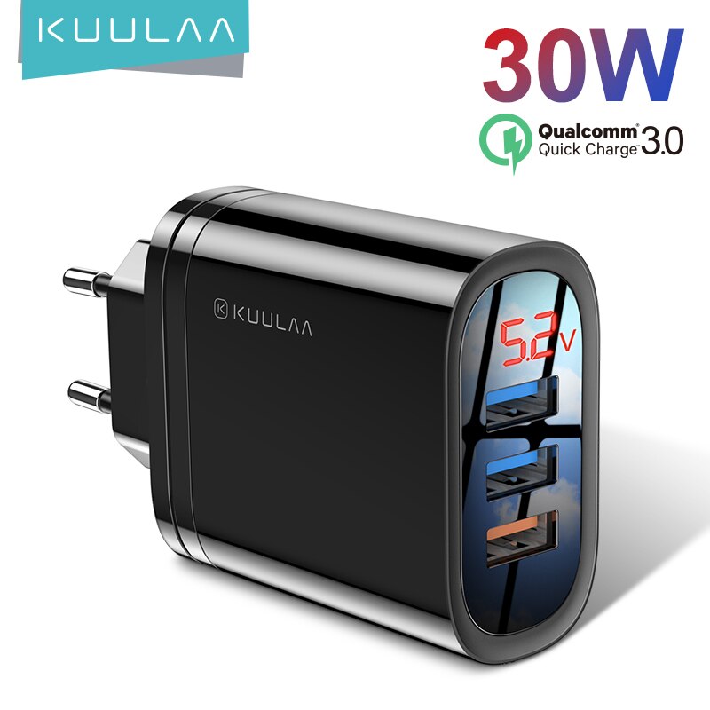 KUULAA USB Charger Quick Charge 3.0 30W QC Fast Charging Multi Plug Mobile Phone Charger For iPhone Samsung Xiaomi Huawei