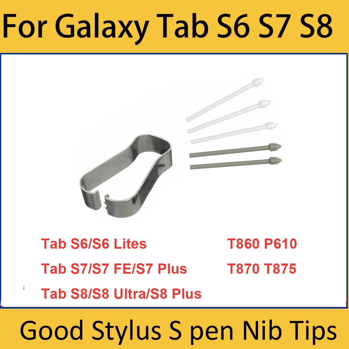 Stylus S Pen Tips With Clip Nib Tools Durable Plastic For Samsung Tab S6 T860 T865 Lite 10.4 P610 P615 S7 T870 T875 S8 Plus T970
