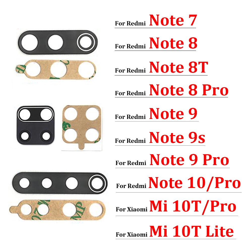 2Pcs For Xiaomi Redmi Note 8 8T 9S 7 10 Pro Max 9 9A 9C 10s Rear Back Camera Glass Lens with Sticker For Mi 10T Note 10 Lite Pro