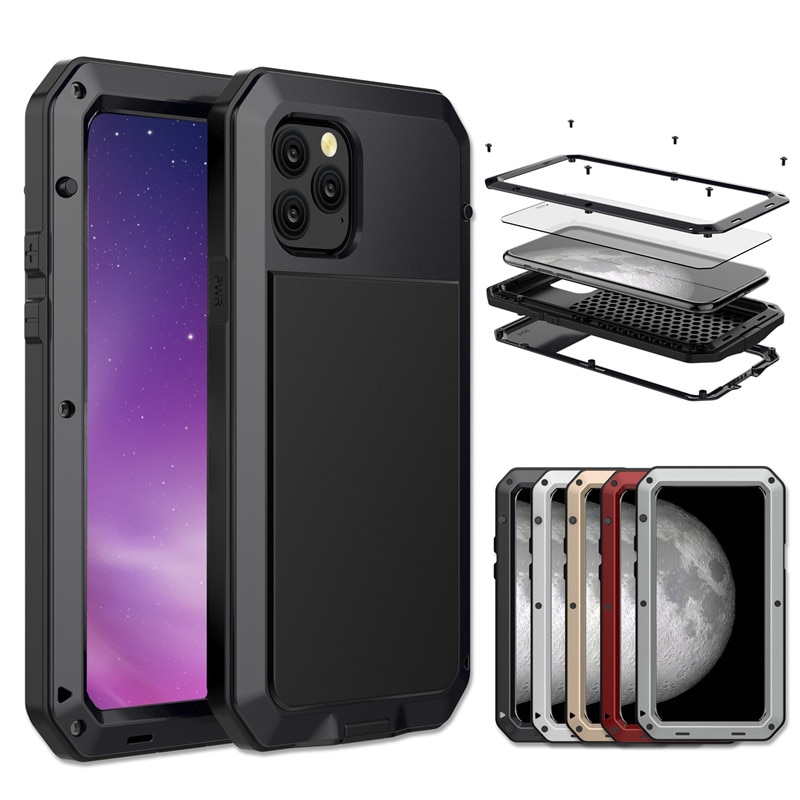 Heavy Duty Metal Aluminum Phone Case for iPhone 14 13 12 11 Pro Max XR XS 6 6S 7 8 Plus X 5S SE Doom Armor Shockproof Case Cover