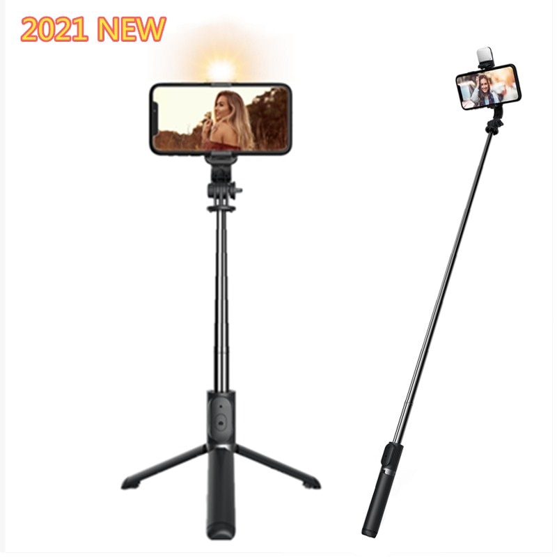 Roreta 2021 NEW 4 in 1 Wireless Bluetooth Selfie Stick With Tripod Foldable monopods universal for Smartphone Hot