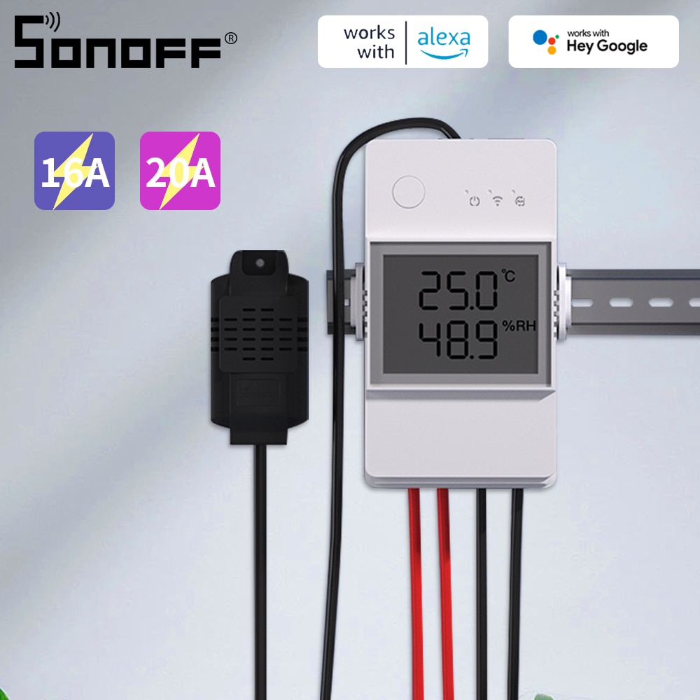 SONOFF TH Elite 16A 20A Relay Module Smart Wifi Switch Humidity Sensor Temperature Monitor Works With Alexa Google Home