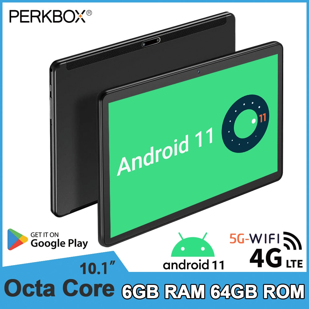 Global Version Tablet 10 Inch Octa Core CPU Android 11.0 OS 6GB RAM 64GB ROM HD Screen 4G FDD LTE Bluetooth 5G WiFi GPS 6000mAh