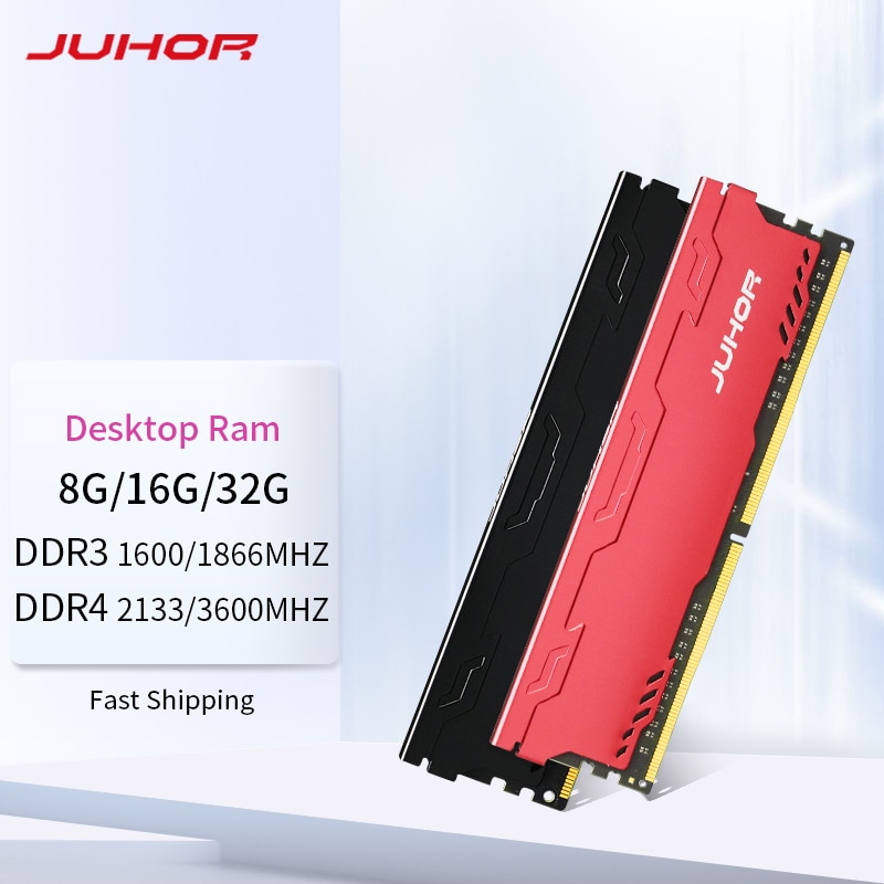 JUHOR Memoria Ram ddr4 16GB 4GB 8GB 32GB Desktop Memory  Udimm 2133MHz 2400MHz  2666MHz  3000MHz 3200MHz 3600MHz New Dimm Rams