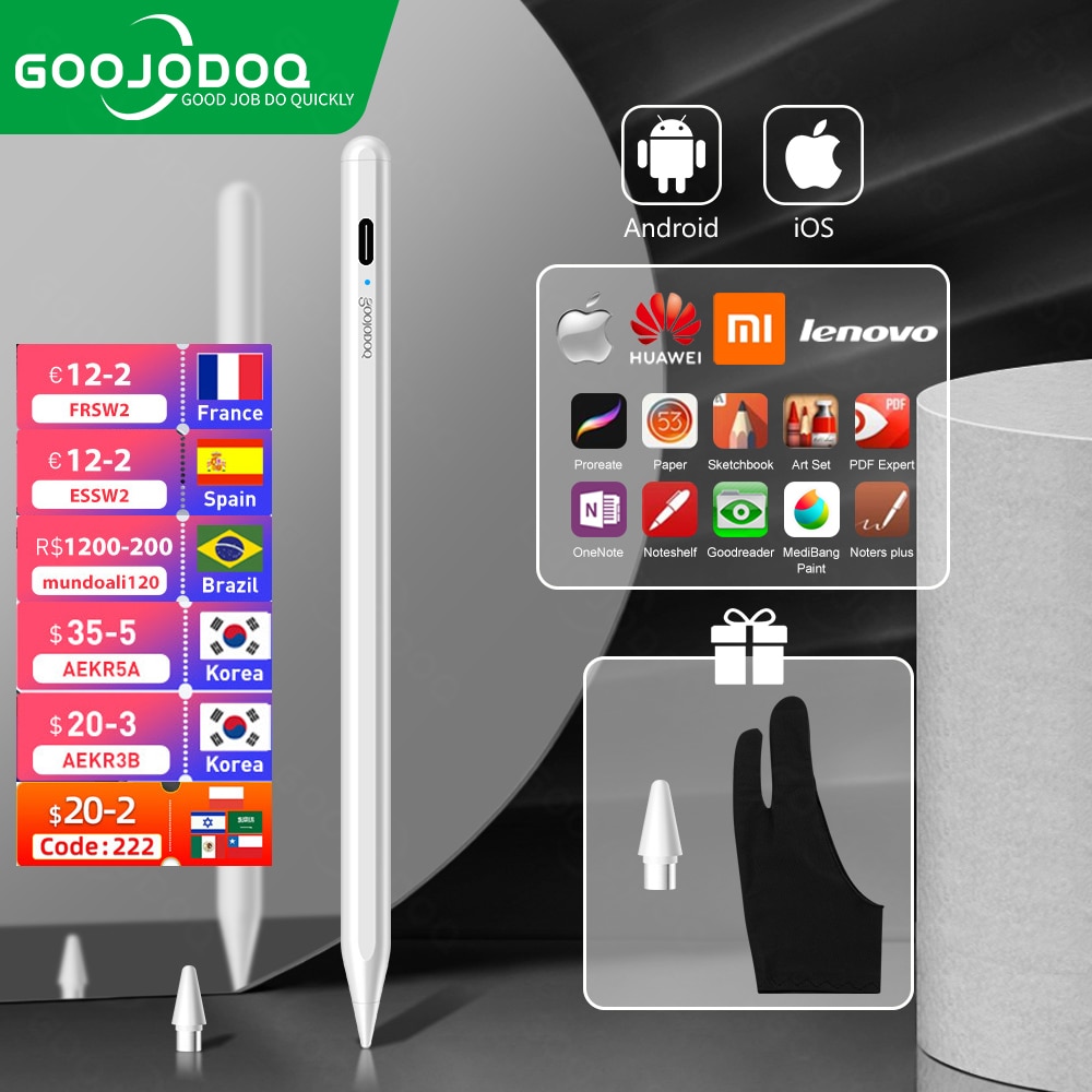 GOOJODOQ For Apple Pencil 1 2 iPad Pencil Stylus Pen for Android IOS Tablet Pen for Xiaomi Huawei Samsung Touch Pen