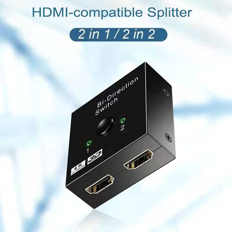4K HDMI-compatible Switch Bi-Direction 1 To 2 Splitter 2 in 1 Out Adapter Switch for PS3 PS4 Xbox HDTV HDMI-compatible Switcher
