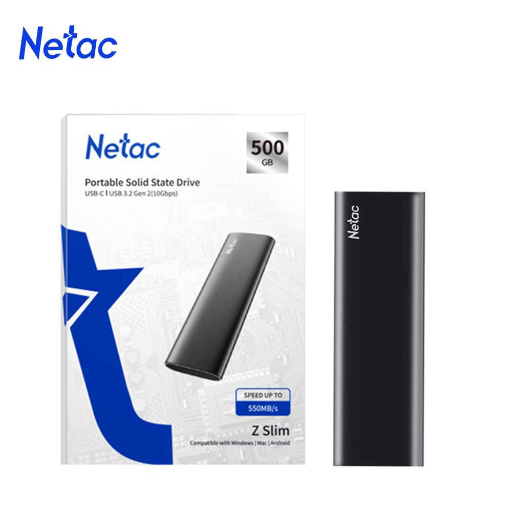 Netac Portable External SSD 1TB 500GB 250GB SSD 2TB Hard Drive HDD Solid State Drive Type-c USB 3.1 Compatible for Laptop PC