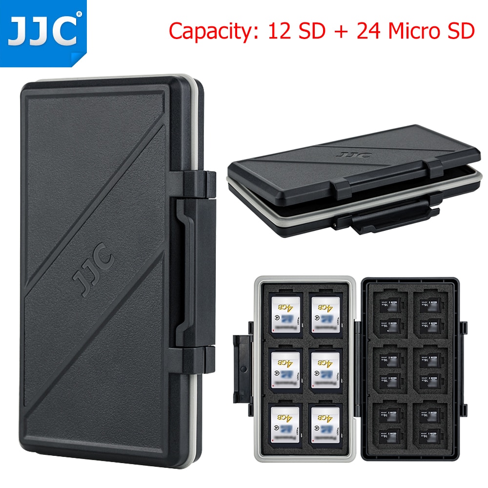 36 Slots Memory Card Case Water-Resistant Anti-Shock Memory Card Wallet for 24 Micro SD SDXC TF Cards and 12 SD SDXC SDHC Cards