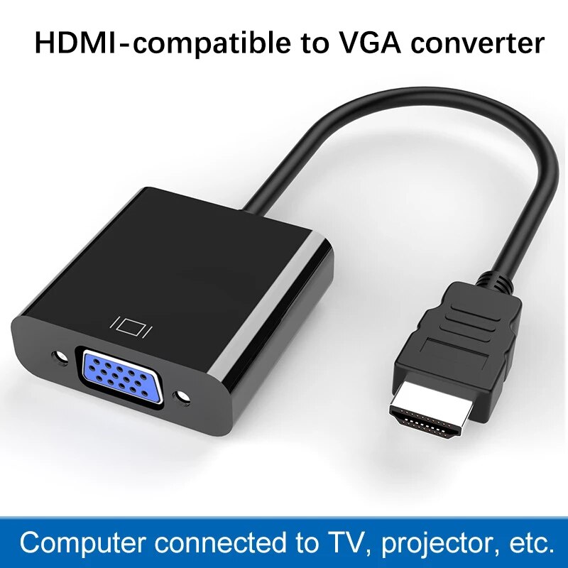 HDMI-compatible to VGA Adapter Cable Digital to Analog 1080P Video HDMI-compatible to VGA Converter for HDTV PC Laptop Projector