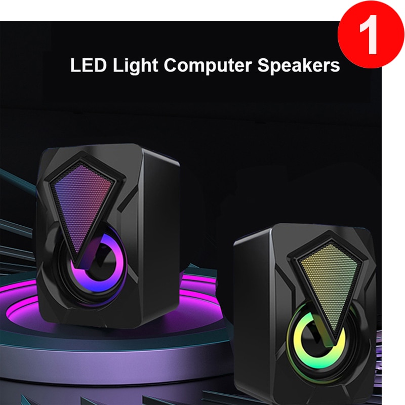 X2 Computer Speakers with Subwoofer For PC Desktop Computer Laptop LED Colorful Lighting Home Theater System USB Wired SoundBox