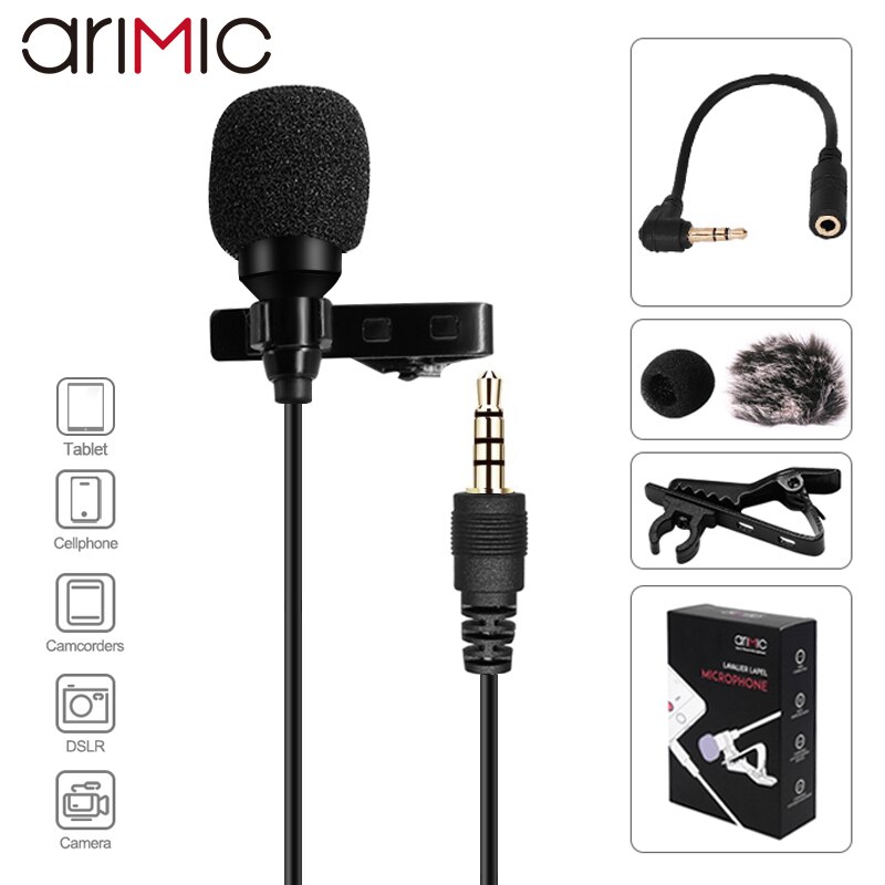 Ulanzi Arimic 1.5M/6M Clip-on Lavalier Lapel Microphone Condenser Mic TRRS Adapter Cable for iPhone Android Smartphone/iPad/DSLR