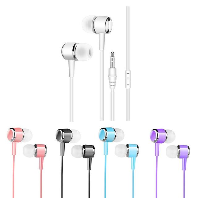 Universal 1.2m Wired In-Ear Earbuds Headsets Music Earphones 3.5mm Plug Stereo Headphone for Phone PC Laptop Tablet MP3