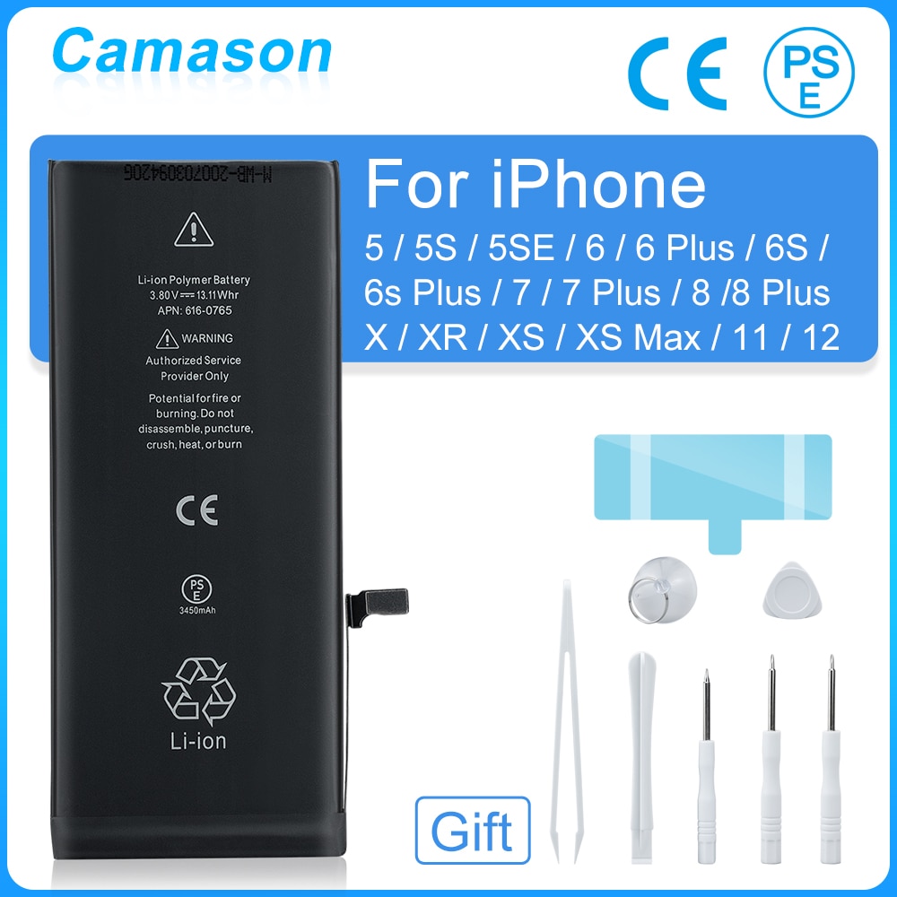 Camason Lithium Battery For iPhone 5 SE 6 6s 5s 7 8 Plus X XR XS Max 11 12 Pro High Capacity Replacement Batteries for iphone6