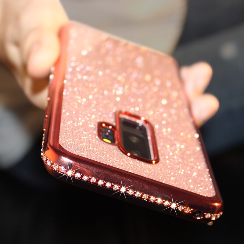 Shiny Glitter Rhinestone Case For Samsung Galaxy S21 S20 Plus S7 Edge S8 S9 S10 Plus E Note 20 Ultra 8 9 10 Bling Diamond Cover