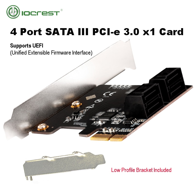 IOCREST PCIe 4 Ports 6G SATA III 3.0 Controller Card Non Raid PCIe 3.0 x1 Expansion Card Low Profile Bracket