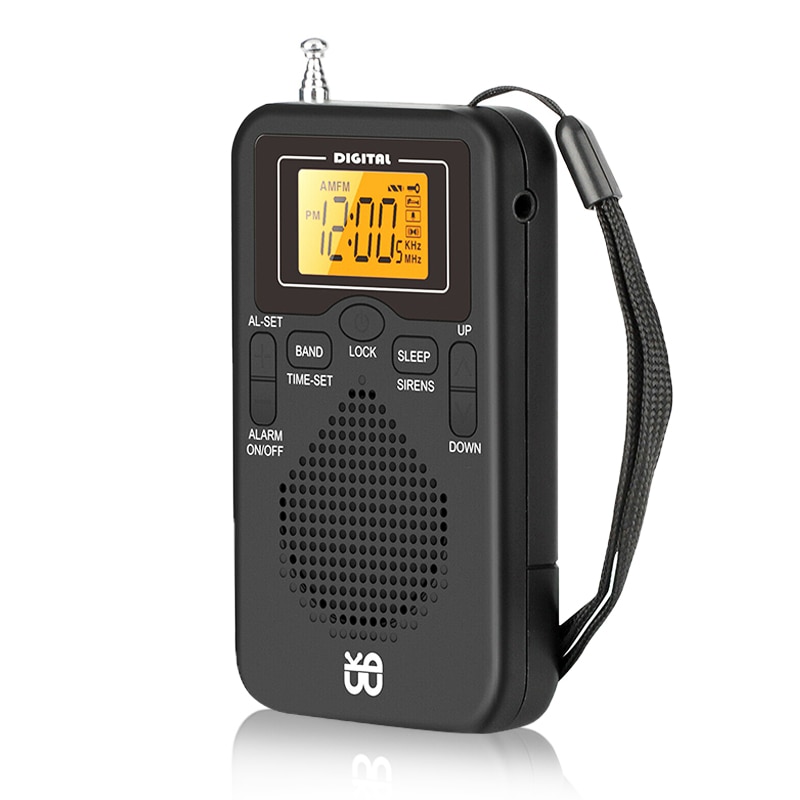 Mini Radio Portable AM/FM Dual Band Stereo Weather Pocket Radio Receiver with Screen Display Digtail Alarm Clock Radio