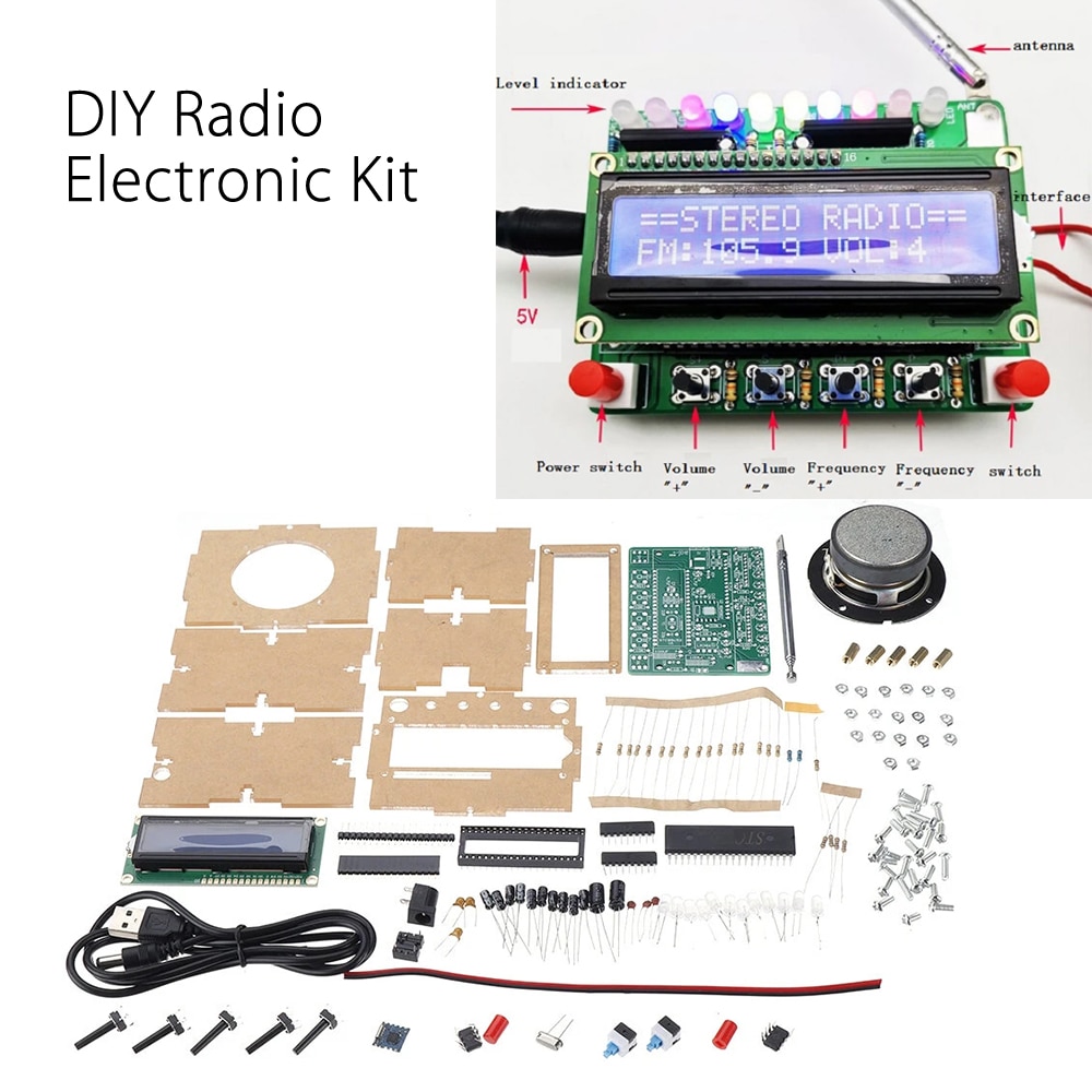 DIY DC 5V Radio Electronic Kit Parts TDA5807 51 Single-chip FM Digital Sound Machine STC89C52 chip  87MHZ-108MHZ