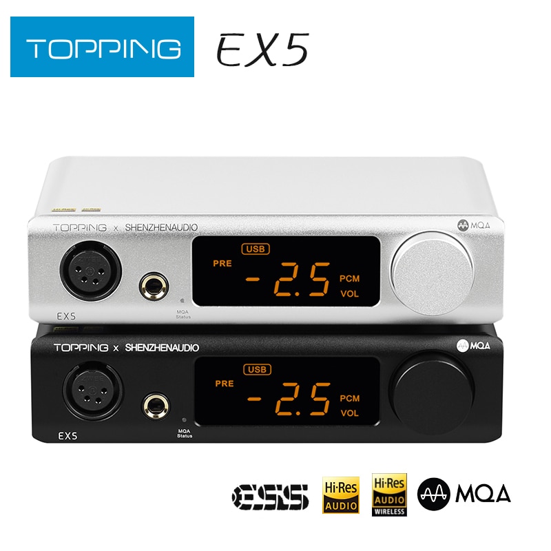 TOPPING EX5 MQA DAC Headphone Amplifier ES9038Q2M*2 Bluetooth 5.0 Decoder with Remote Control