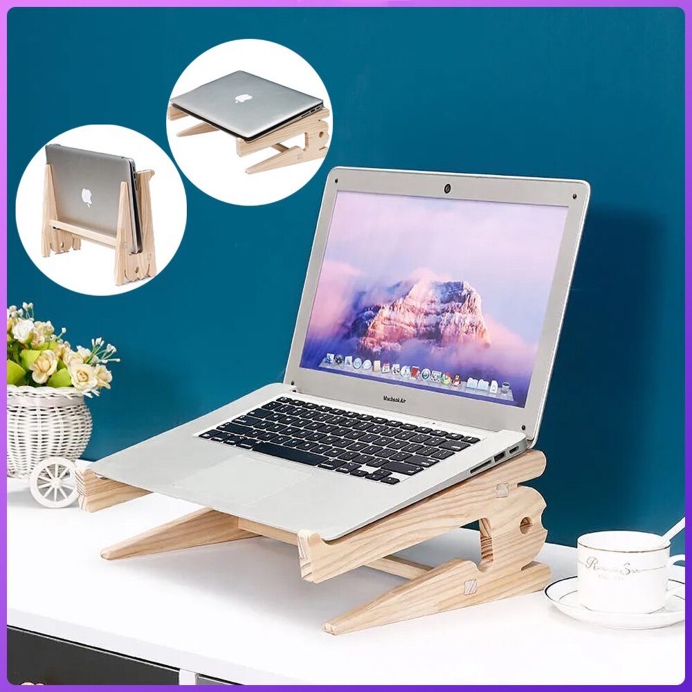 Wooden Universal Laptop Stand Detachable Wooden Stand Suitable For Laptop Macbook Pro Air IPad Pro Cooling Stand