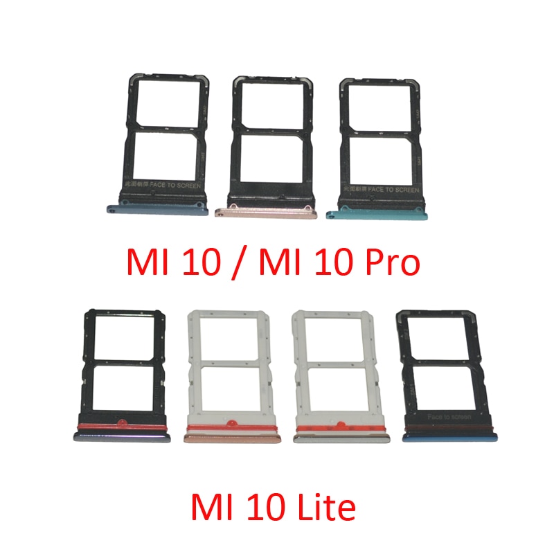 Sim Chip Tray For Xiaomi MI 10 Lite Pro Original New Phone SIM Reader Micro SD Card Slot Holder Adapter Gray Mi 10 Pro