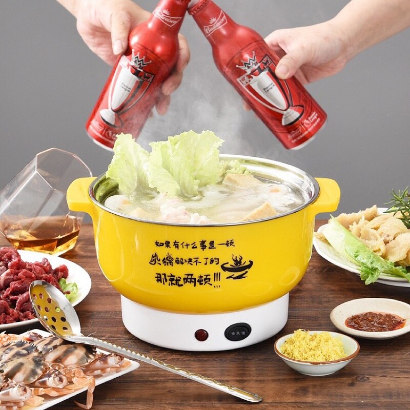 Multifunctional Electric Cooker Non-stick Personal Hot Pot Food Soup Rice Noodle Egg Fry Heater Pan