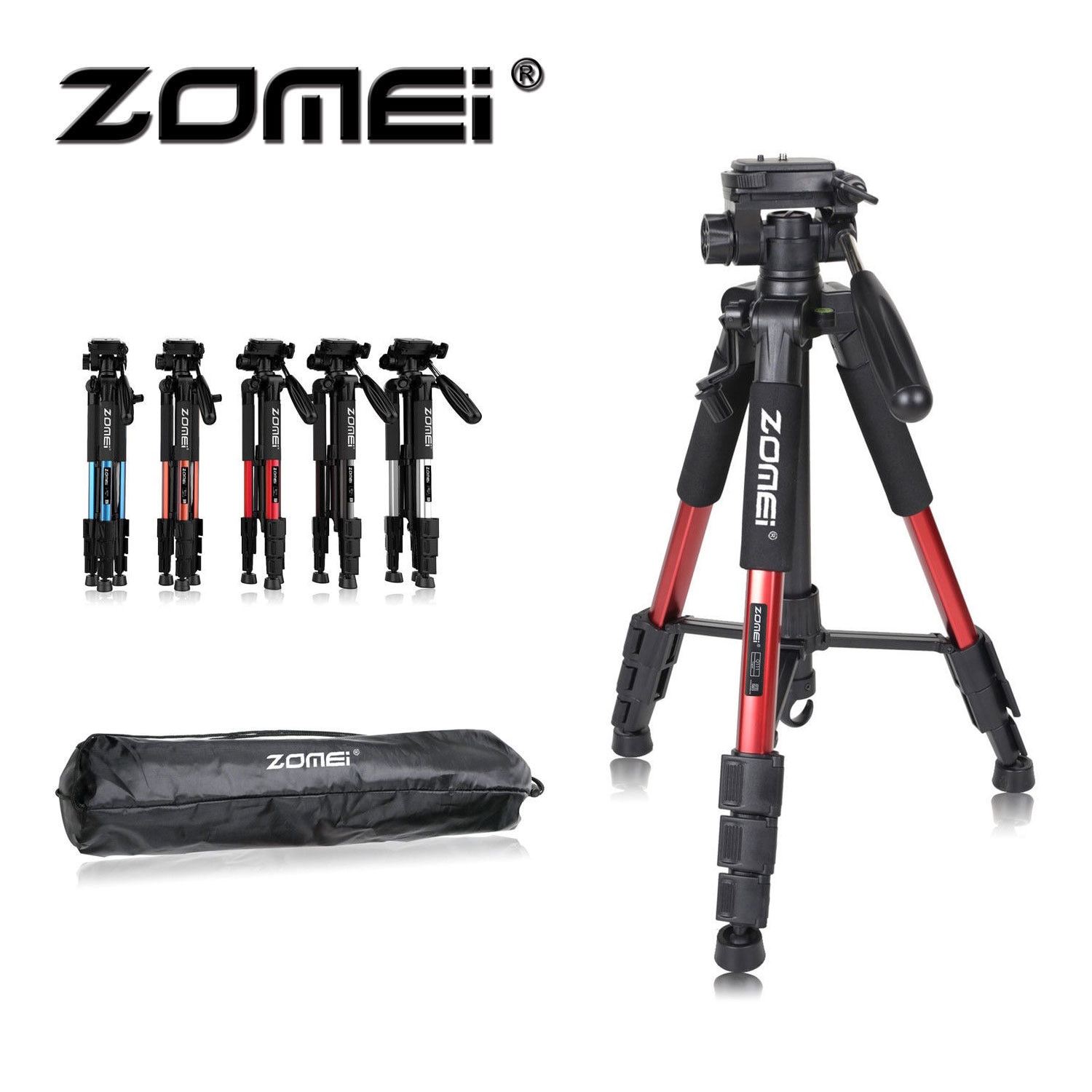 ZOMEI Q111 Professional Portable Travel Aluminum Camera Tripod&Pan Head for SLR DSLR Digital Camera Three color