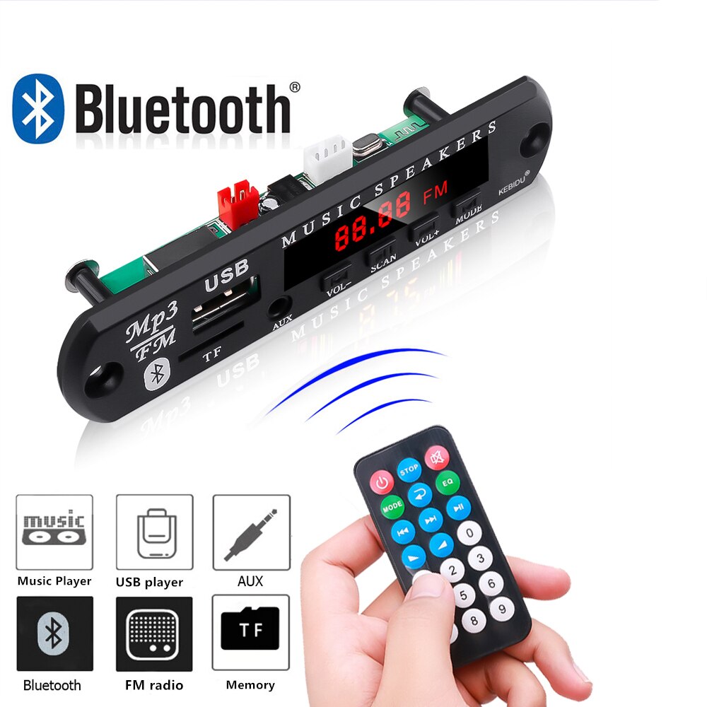 KEBIDU Newest Hot 2017 Wireless Bluetooth 12V MP3 WMA Decoder Board Audio Module USB TF Radio For Car accessories
