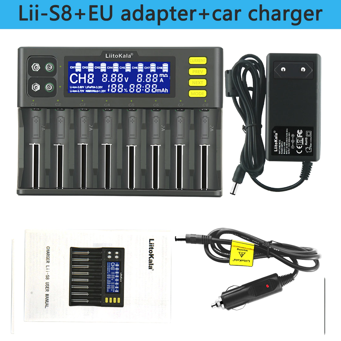 LiitoKala Lii-PD4 Lii-S6 Lii-S8 lii-500 battery Charger for 18650 26650 21700 18350 3.7V/3.2V/1.2V lithium NiMH battery