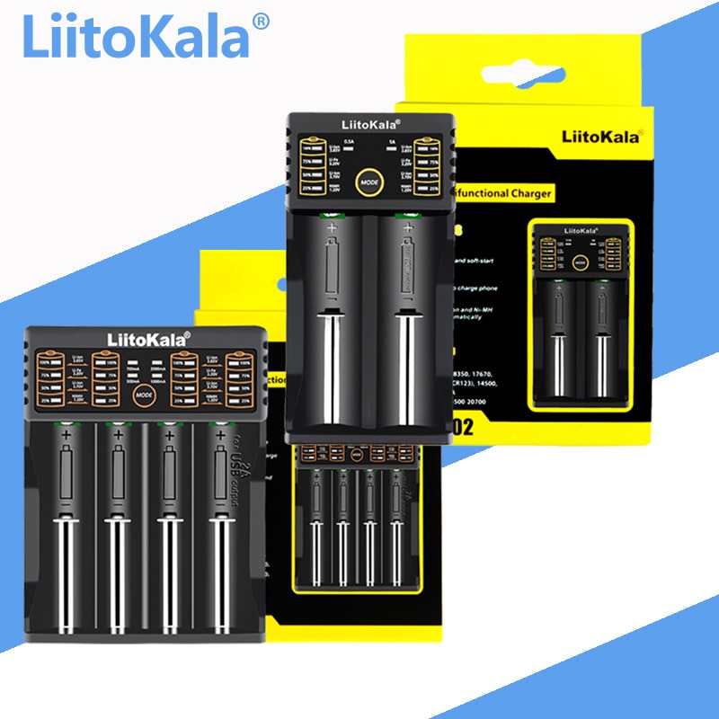 1-5p LiitoKala Lii-S2 Lii-S4 Lii-202 Lii-402 18650 Battery Charger 26650 16340 CR123 14500 LiFePO4 1.2V 3.7V Rechareable Battery