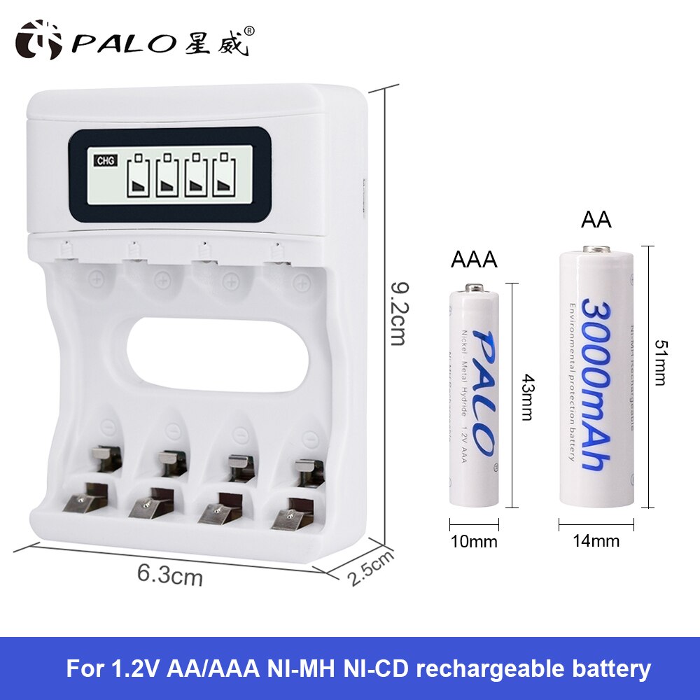 4 Slot Usb Battery Charger For 1.2V AA AAA NiCd NiMh Rechargeable Battery Fast Smart Intelligent LCD Display Quick Charger