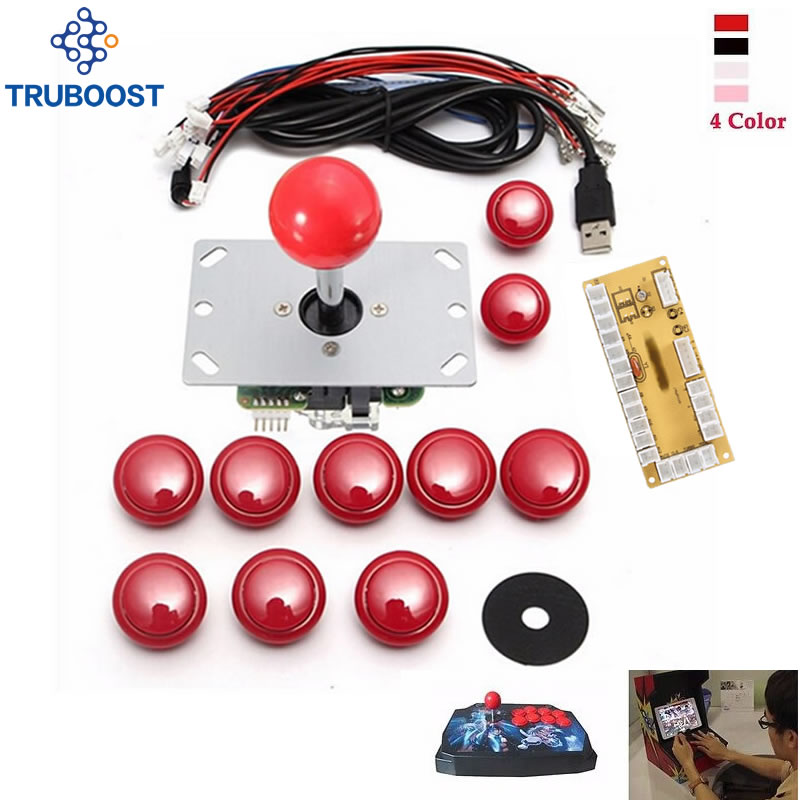DIY Handle Arcade Set Kits Replacement Part USB Cable Encoder Board PC Joystick Push Buttons 4 Colors