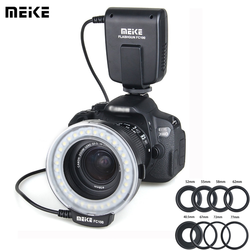 Meike FC 100 Speedlite Macro LED Ring Flash Light Studio Photo For Nikon D200 D3100 Canon EOS 70D 60D T4i T3i 6D DSLR Camara