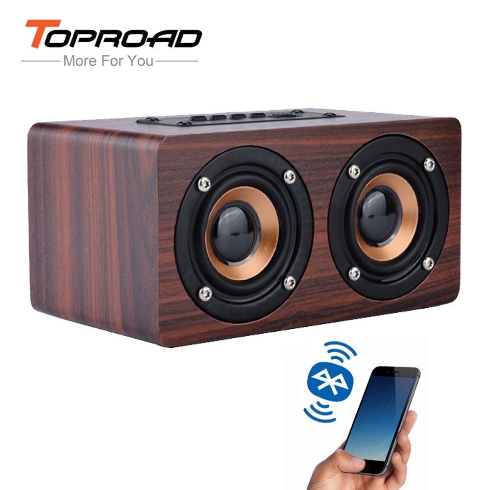 TOPROAD Wooden Wireless Bluetooth Speaker Portable HiFi Shock Bass Altavoz TF caixa de som Soundbar for iPhone Sumsung Xiaomi