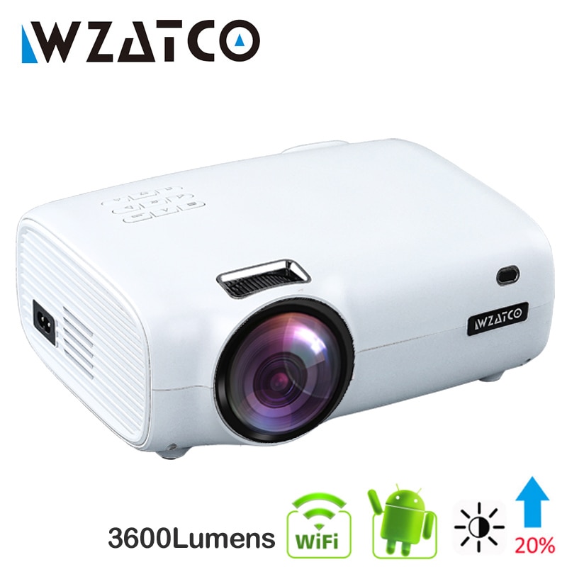 WZATCO E600 Android 10.0 Wifi Smart Portable Mini LED Projector Support Full HD 1080p 4K Video Home Theater Beamer Proyector