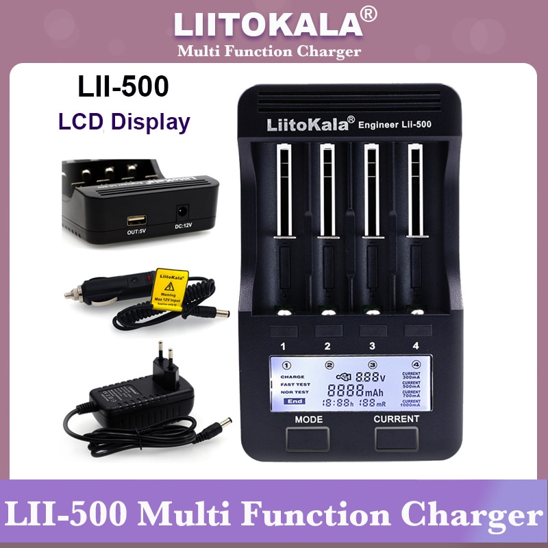 Liitokala lii500 LCD Charger for 3.7V 18650 26650 18500 18640 Cylindrical Lithium Batteries,1.2V AA AAA NiMH Battery Charger